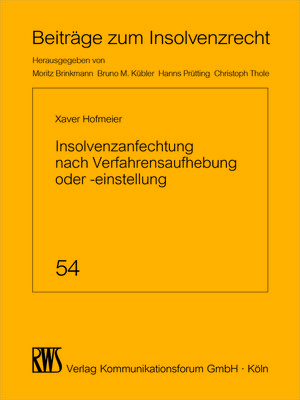 cover image of Insolvenzanfechtung nach Verfahrensaufhebung oder -einstellung